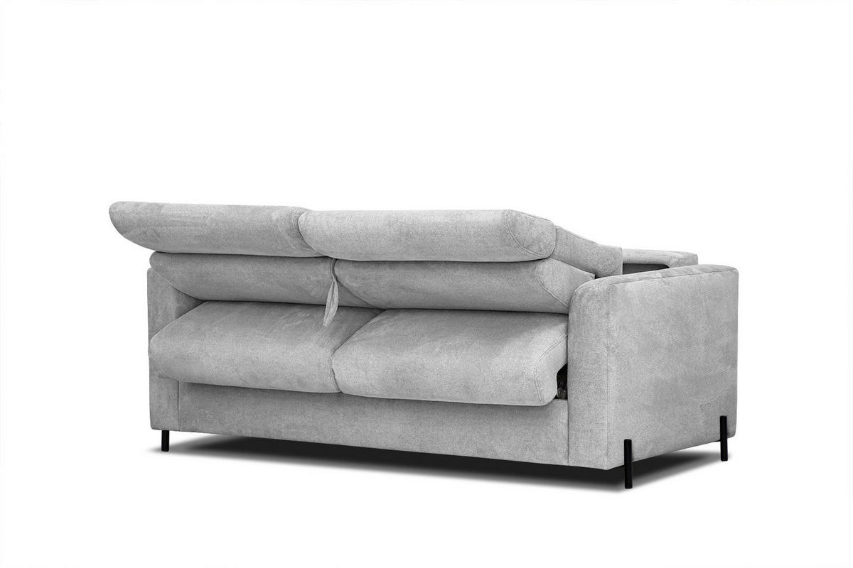SOFA MEZO 3-Sitzer mit Schlaffunktion, hellgrau - Hellgrau/Schwarz, Holz/Textil (232/90/107cm) - Courtois Laville