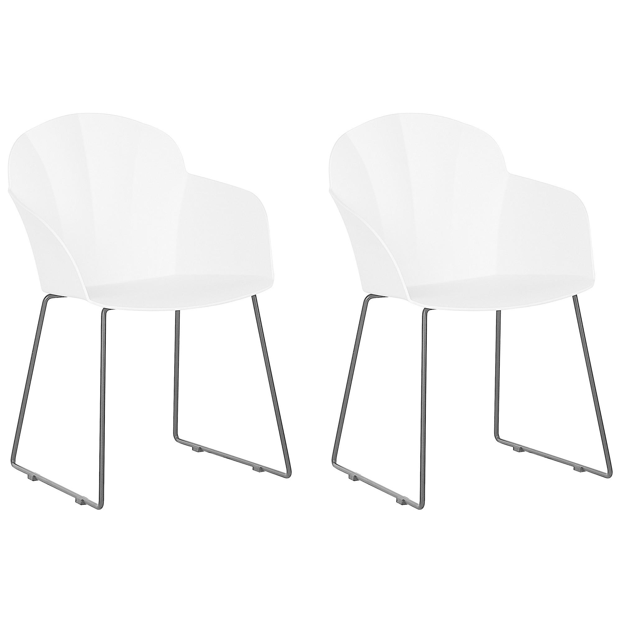 JÍDELNÍ ŽIDLE sada 2 ks Plast Bílá Sylva - bílá, kov/plast (58/85/54cm) - Beliani