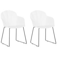 ÉTKEZŐSZÉK 2 darabos Szett Műanyag Fehér Sylva - fehér, műanyag/fém (58/85/54cm) - Beliani
