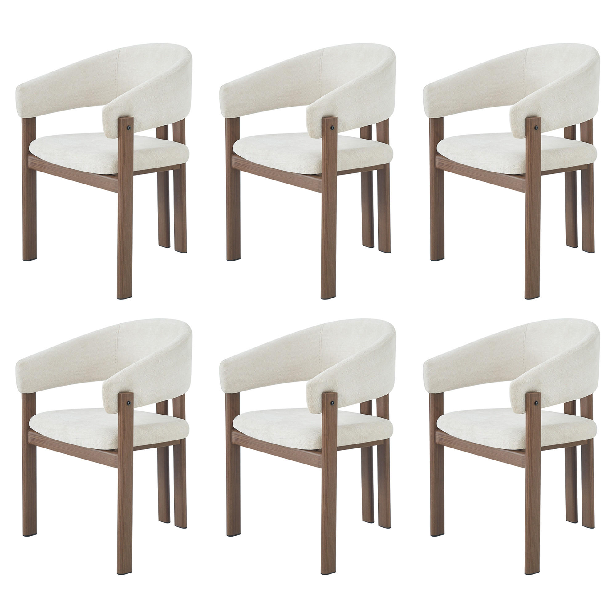 ESSZIMMERSTUHL 6er Set Leinen Walnuss Holzoptik Modern - Walnussfarben, Naturmaterialien (61.5/83/52.5cm) - FLIEKS