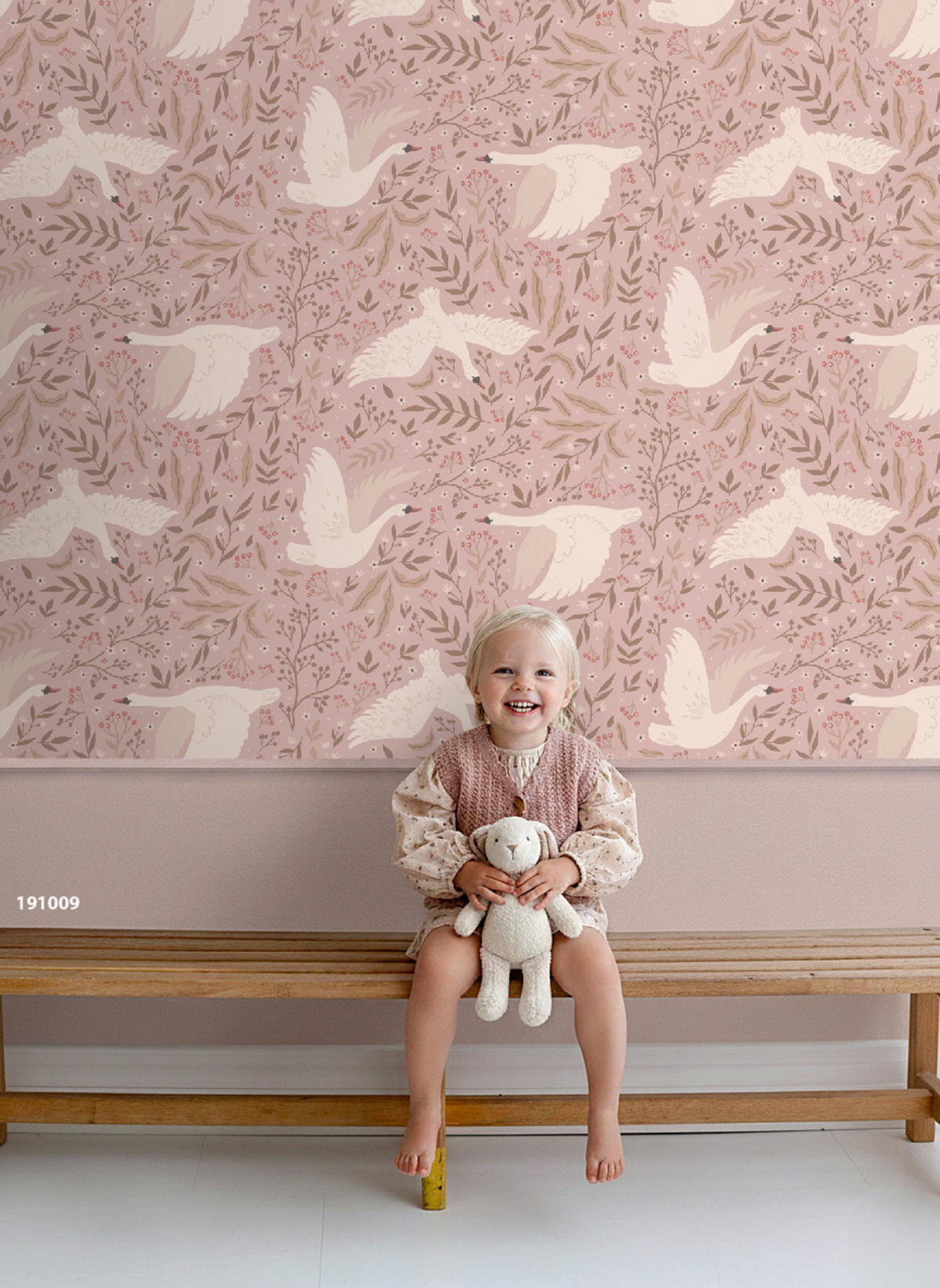 TAPETE Schwäne 53 cm x 10.05 m - Pink, Papier (53/0.1cm) - ESTAhome