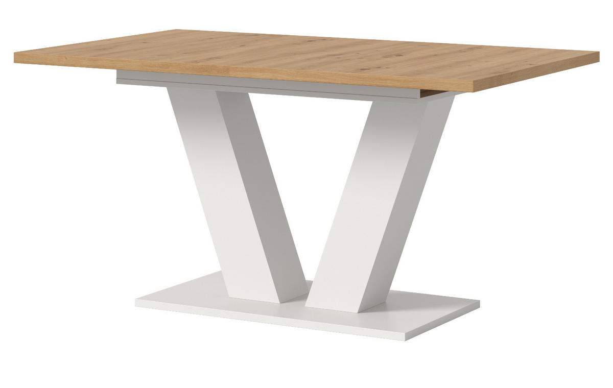 ESSTISCH weiß, Eiche Artisan, Küchentisch ausziehbar 150 - 190 cm - Weiß/Eiche Artisan, Holzwerkstoff/Metall (150/90/76cm) - Inn.Furn