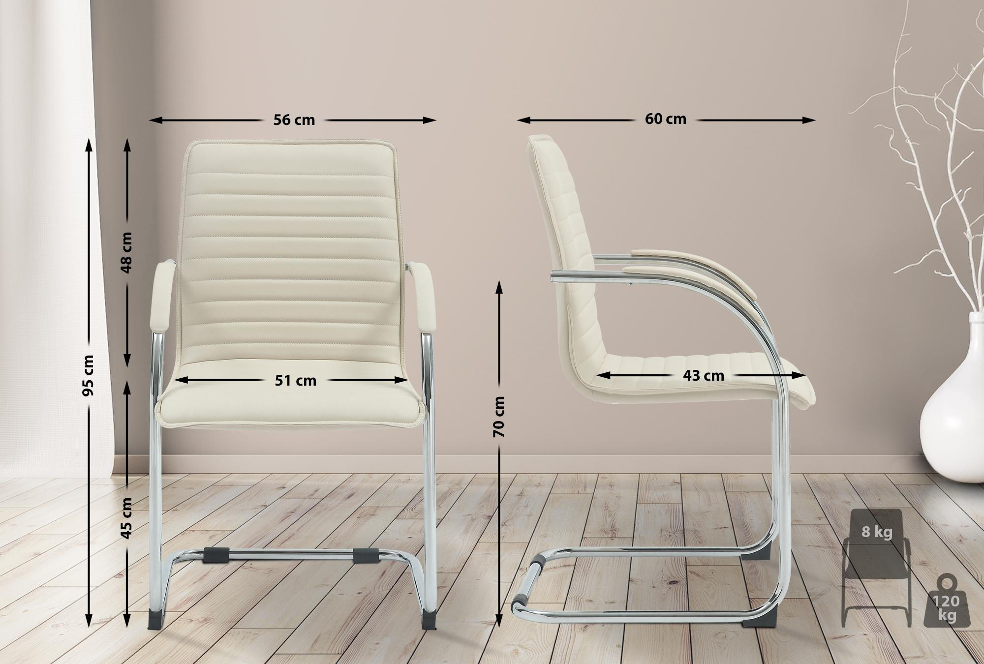 SCHWINGSTUHL 2er Set Lederlook creme - Creme, Textil/Metall (56/95/60cm) - CLP