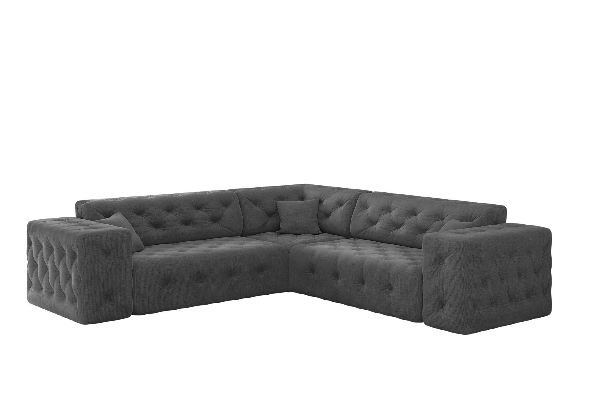 ECKSOFA Chantal In Moly - Anthrazit, Holzwerkstoff/Textil (246/246cm) - Fun Möbel