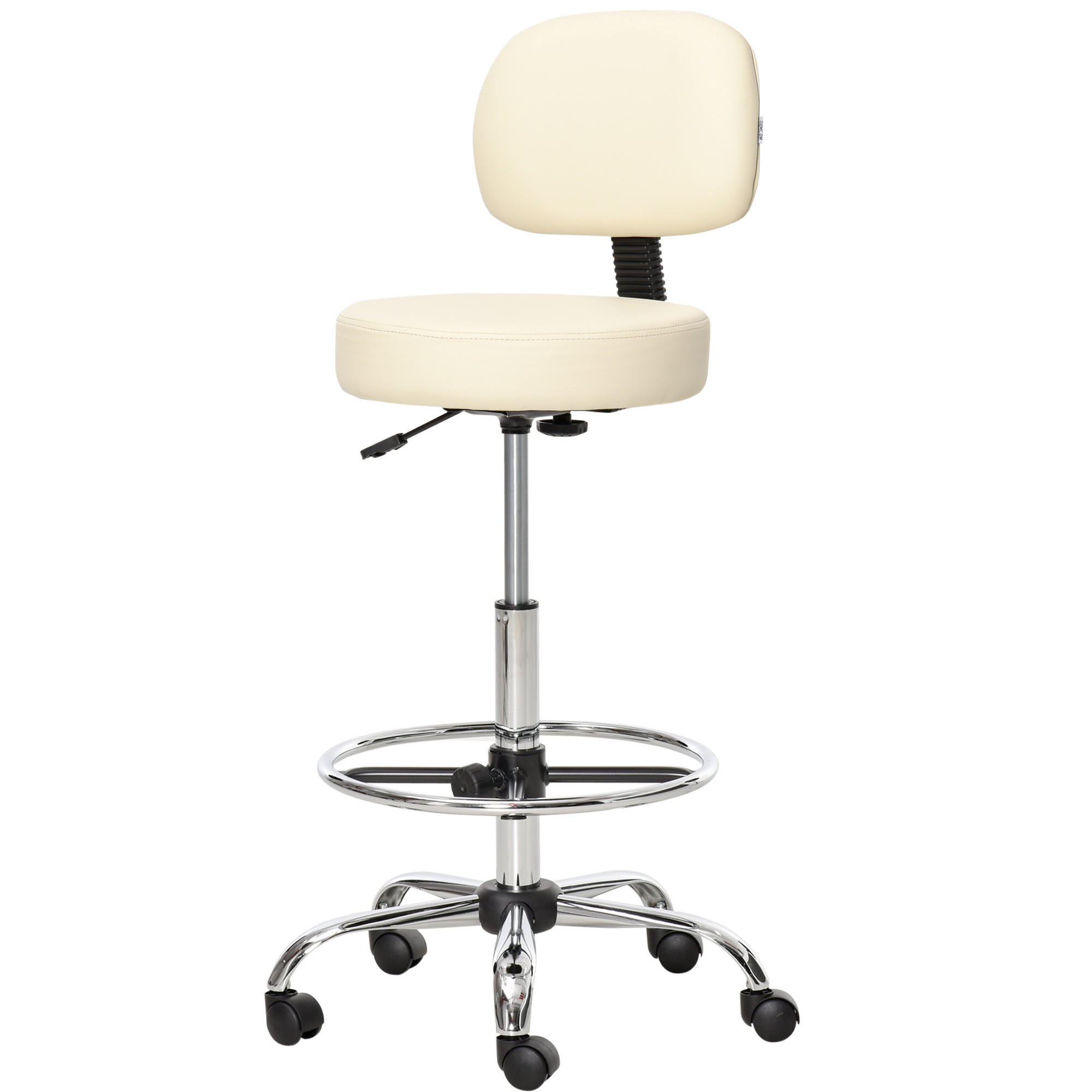 BARHOCKER DE-08013 gepolstert mit Lehne, höhenverstellbar, 360° drehbar Beige - Beige, Metall (57/104/56cm) - ComfortXL