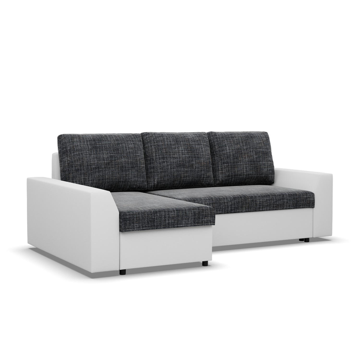 Mebligo Ecksofa Dunkelgrau, Weiß 243x140 cm