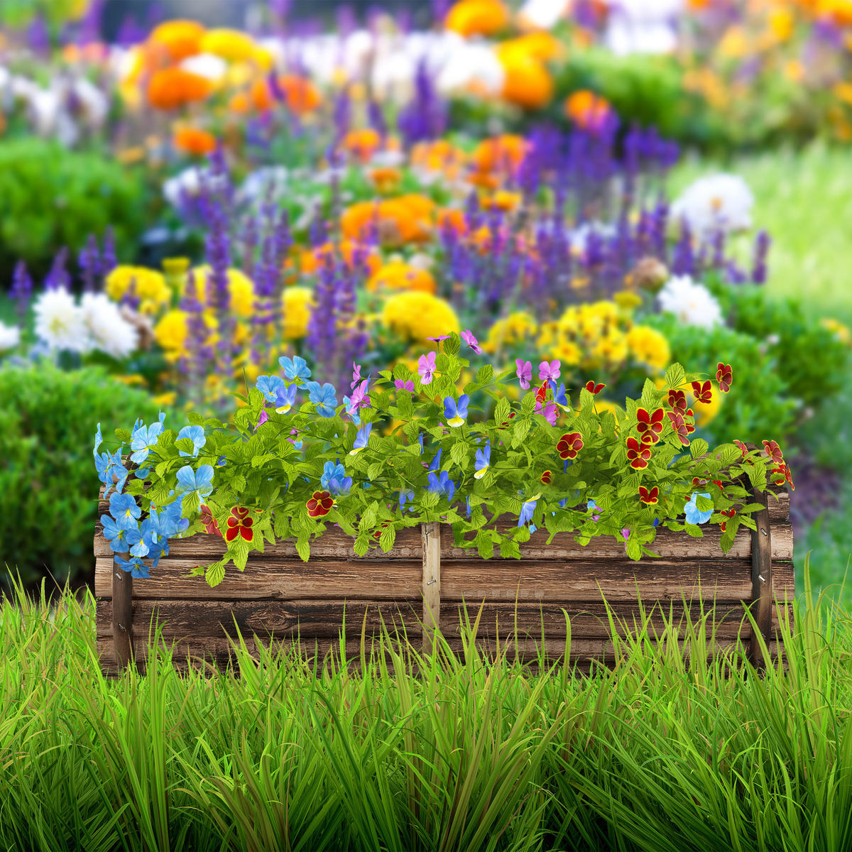 2XBLUMENKASTEN - Braun, Holz/Kunststoff (40/18/14cm) - Relaxdays