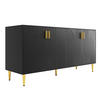 SIDEBOARD Wellenfront mit goldenen Griffen & Füßen Schwarzes - Schwarz, Holzwerkstoff (152/75/40cm) - Urban Meuble