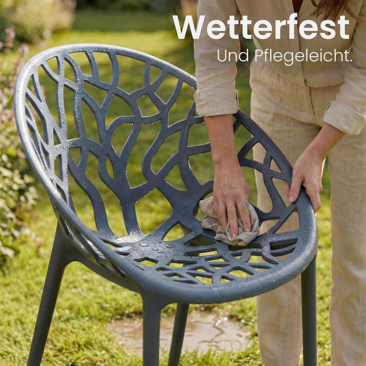 GARTENSTUHL Kunststoff Anthrazit - Anthrazit, Kunststoff (59/80/60cm) - CLP