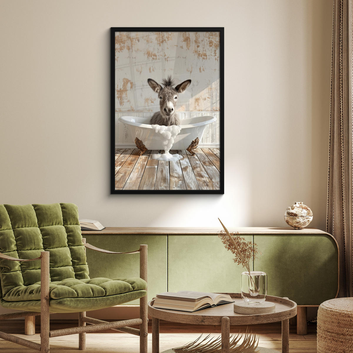 ZARÁMOVANÝ PLAGÁT Osol - Zvieratá - Vaňa - Pena 60x90 cm - biela, papier (60/90cm) - MuchoWow