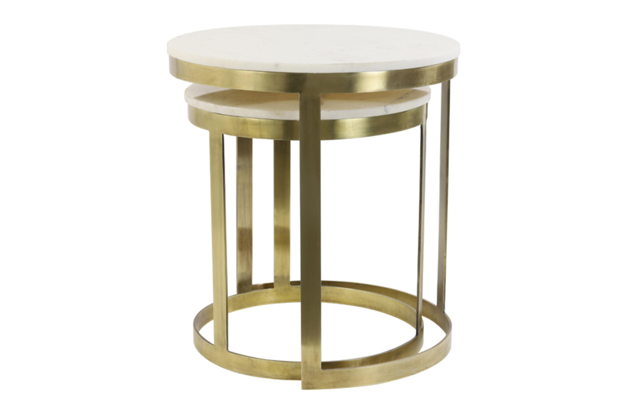 BEISTELLTISCH Perlato Weiß Ø49/52 cm 2er-Set - Weiß, Metall (49/49/52cm) - Light & Living