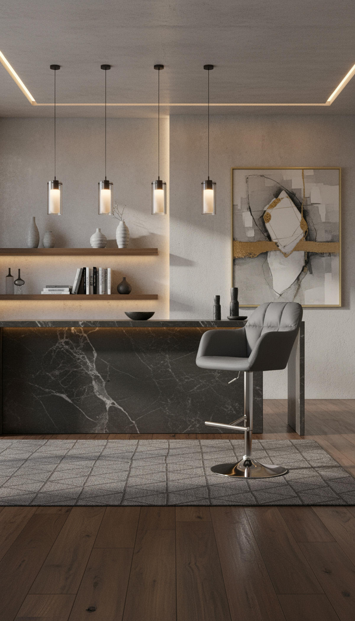 BARHOCKER Nardo Kunstleder chrom grau - Chromfarben/Grau, Kunststoff/Metall (57/118/59cm) - TPFLiving