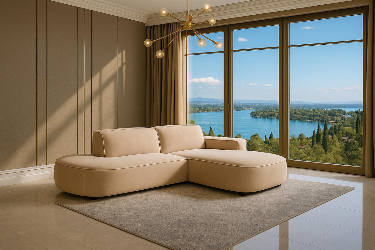 ECKSOFA Cursal Atelier, Stoff Salvador, Beige, Rechts - Beige, Holz (284/166cm) - Kaiser Möbel