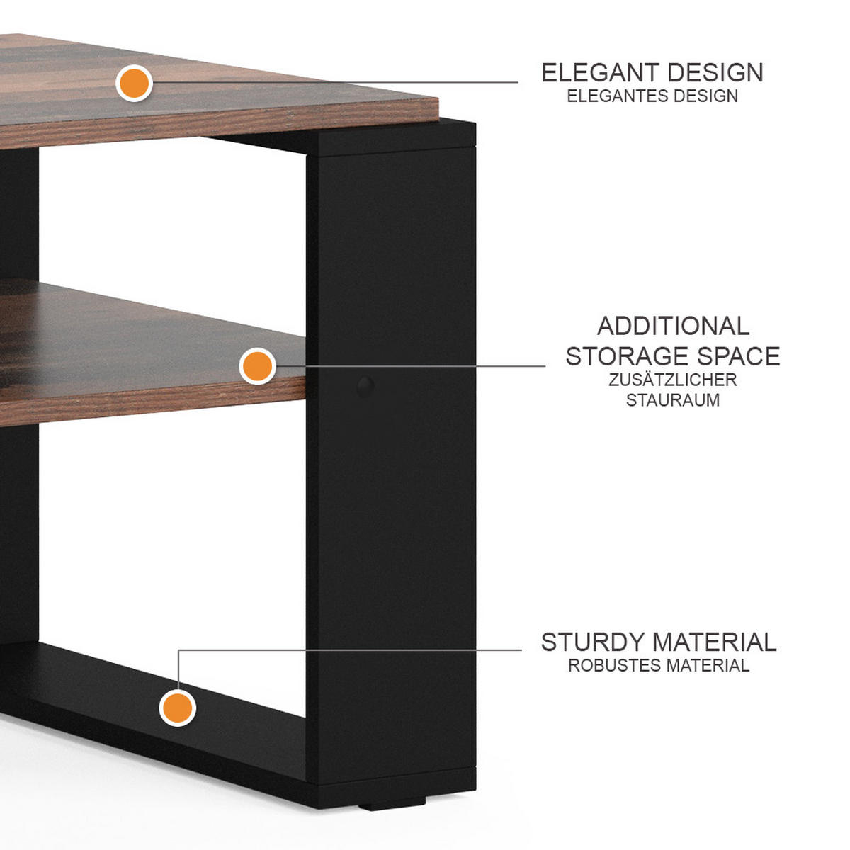 COUCHTISCH Helm Antikholz 65.6 x 55,8 cm mit Ablage - Alteiche/Schwarz, Holzwerkstoff (55.8/65.6/46.2cm) - Vicco