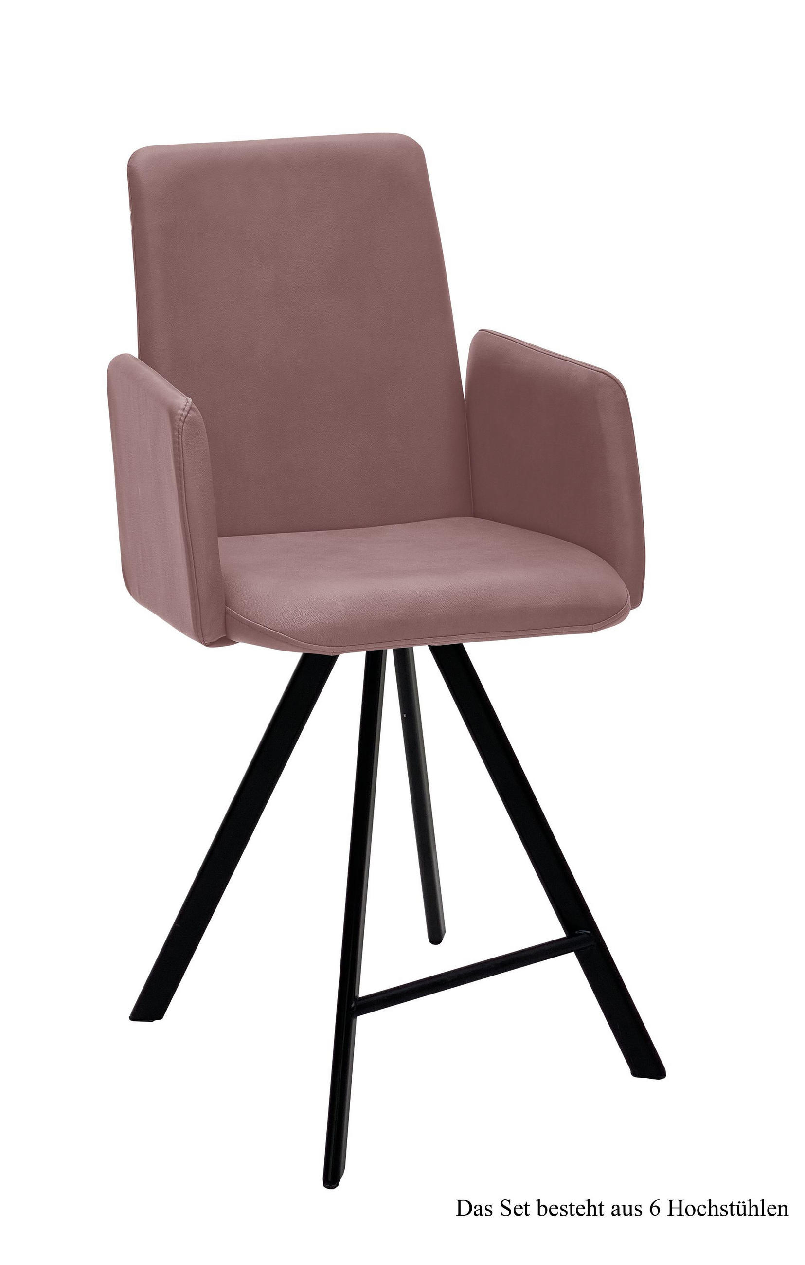 THEKENSTUHL drehbar (6er-Set) Desiree 52x109x60 Schwarz/Rosewood - Dunkelrosa/Schwarz, Kunststoff (60/109/52cm) - 58aufmkessel