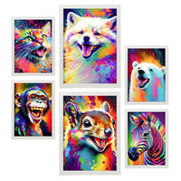 POSTER Set Mit 6 Säugetiere Im Hochformat Lebhafte Aquarell Stil Illustrationen Von Lächelnde Tiere Innenarchitektur A3 & A4 Weißer Rahmen - Weiß, Papier (29/3cm) - Nacnic