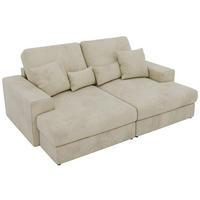 TROJMIESTNA POHOVKA ANERA - Béžová Samet - čierna/béžová, textil/plast (248/107/163cm) - MKS