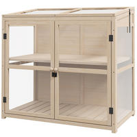 GEWÄCHSHAUS 103/61/95-103 cm aus Holz mit Dachfenster und Doppeltüren - Naturfarben, Holz (61/103/103cm) - Flora Grace