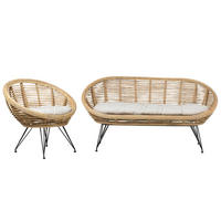 3-SITZER LOUNGE SET Rattan Hellbraun Maratea - Naturfarben, Naturmaterialien - Beliani