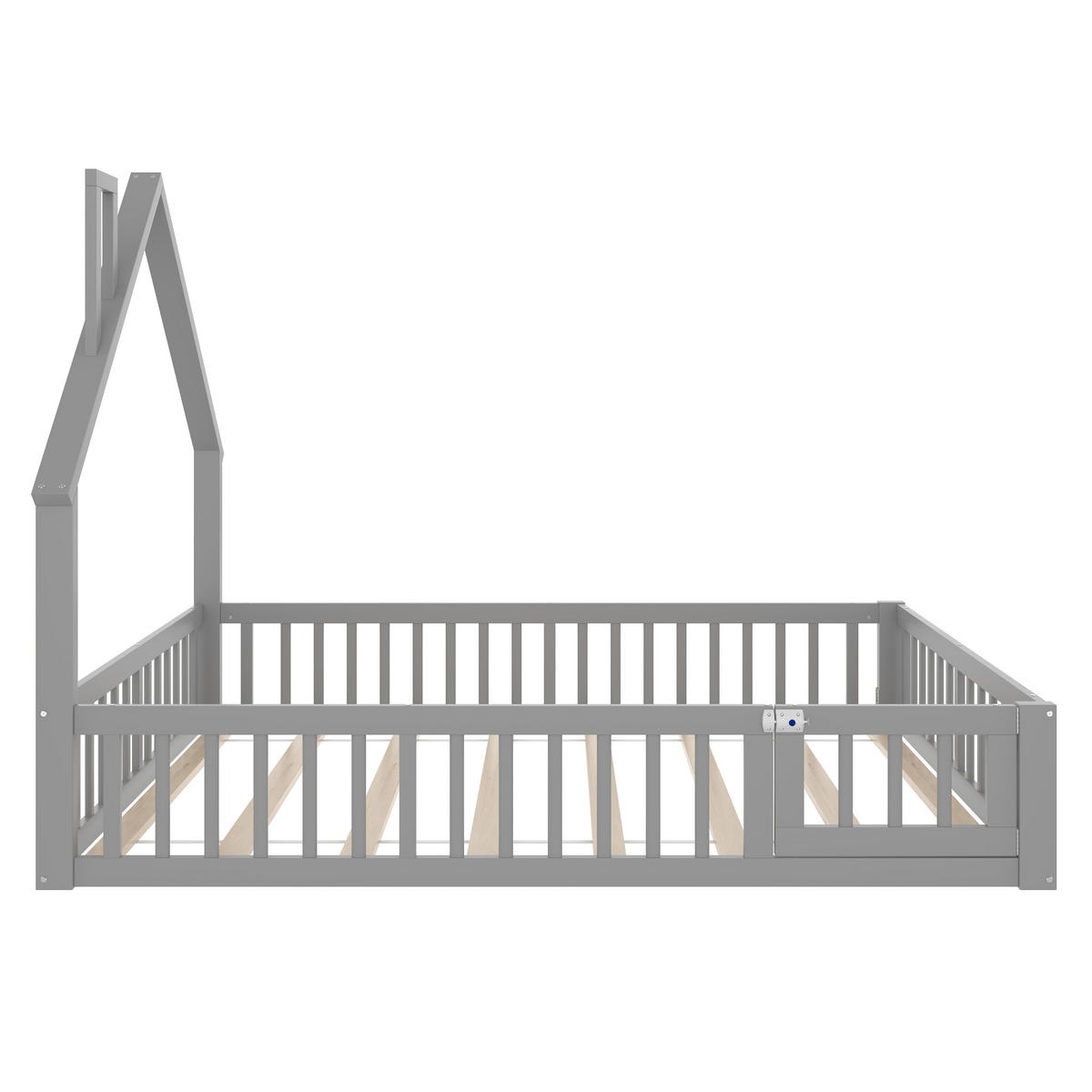 HAUSBETT 140x190cm Grau Kiefer Minimalistisch - Grau, Holz (140/190cm) - FLIEKS