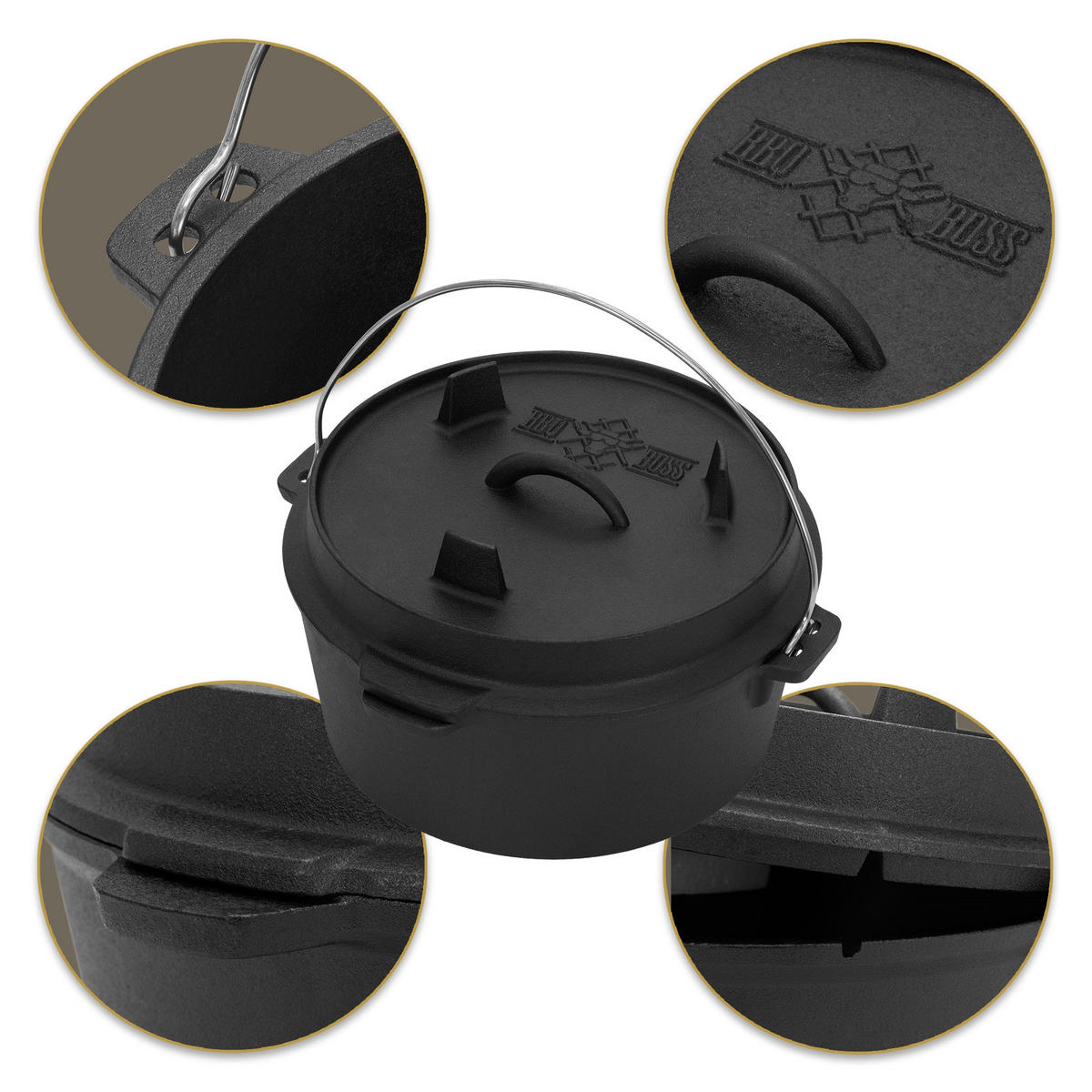 DUTCH-OVEN - Schwarz, Metall (28/24/27cm) - BBQ Boss