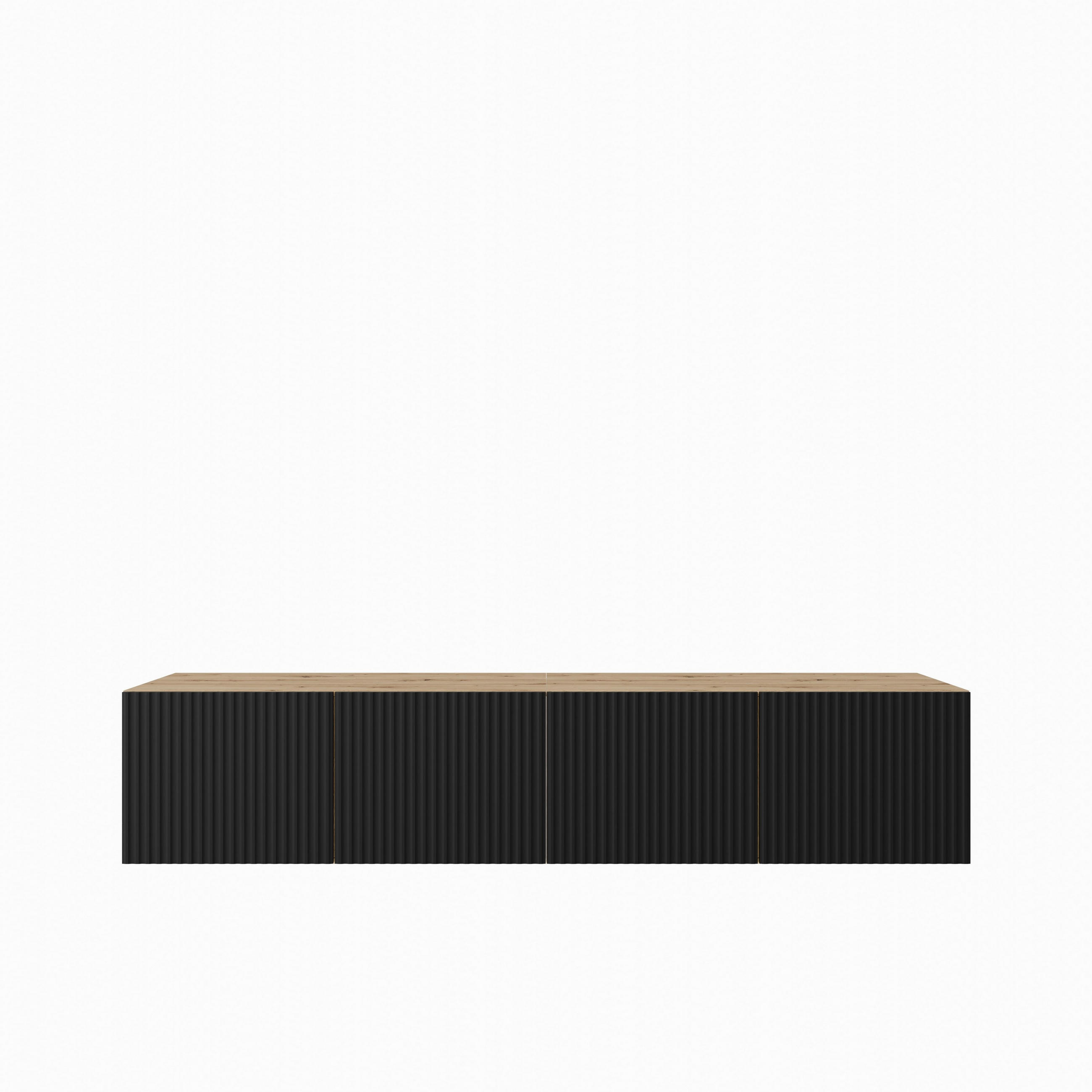 LOWBOARD VAREN 200/41/40 cm, Hängender TV-Schrank Eiche Artisan - Schwarz/Eiche Artisan, Holzwerkstoff (200/41/40cm) - MASSENO