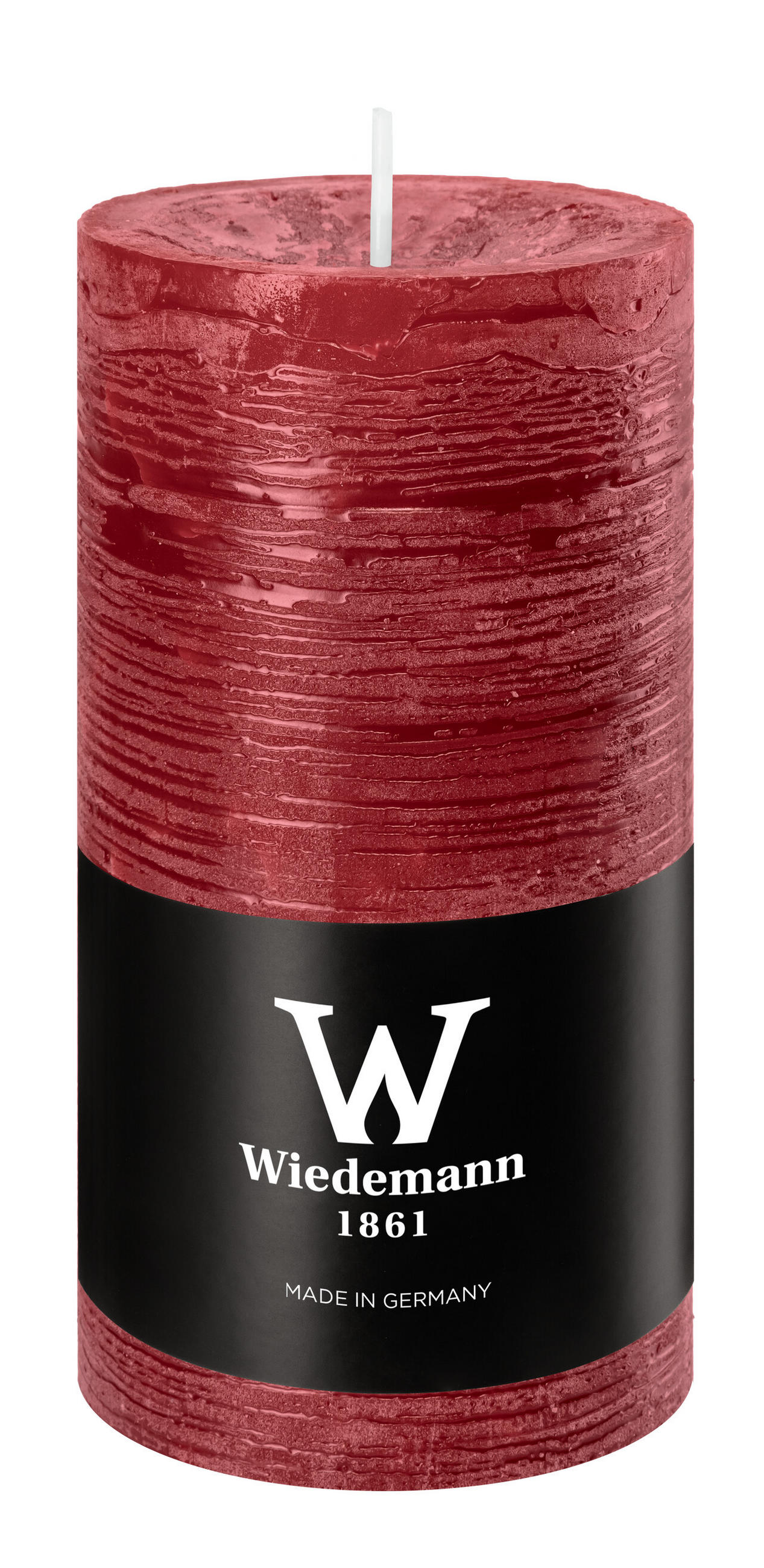 STUMPENKERZE Rustik Marble Style Bordeaux Ø 120 x Ø 58 mm, 1 Stück - Bordeaux, Paraffin (6/12cm) - Wiedemann Kerzen