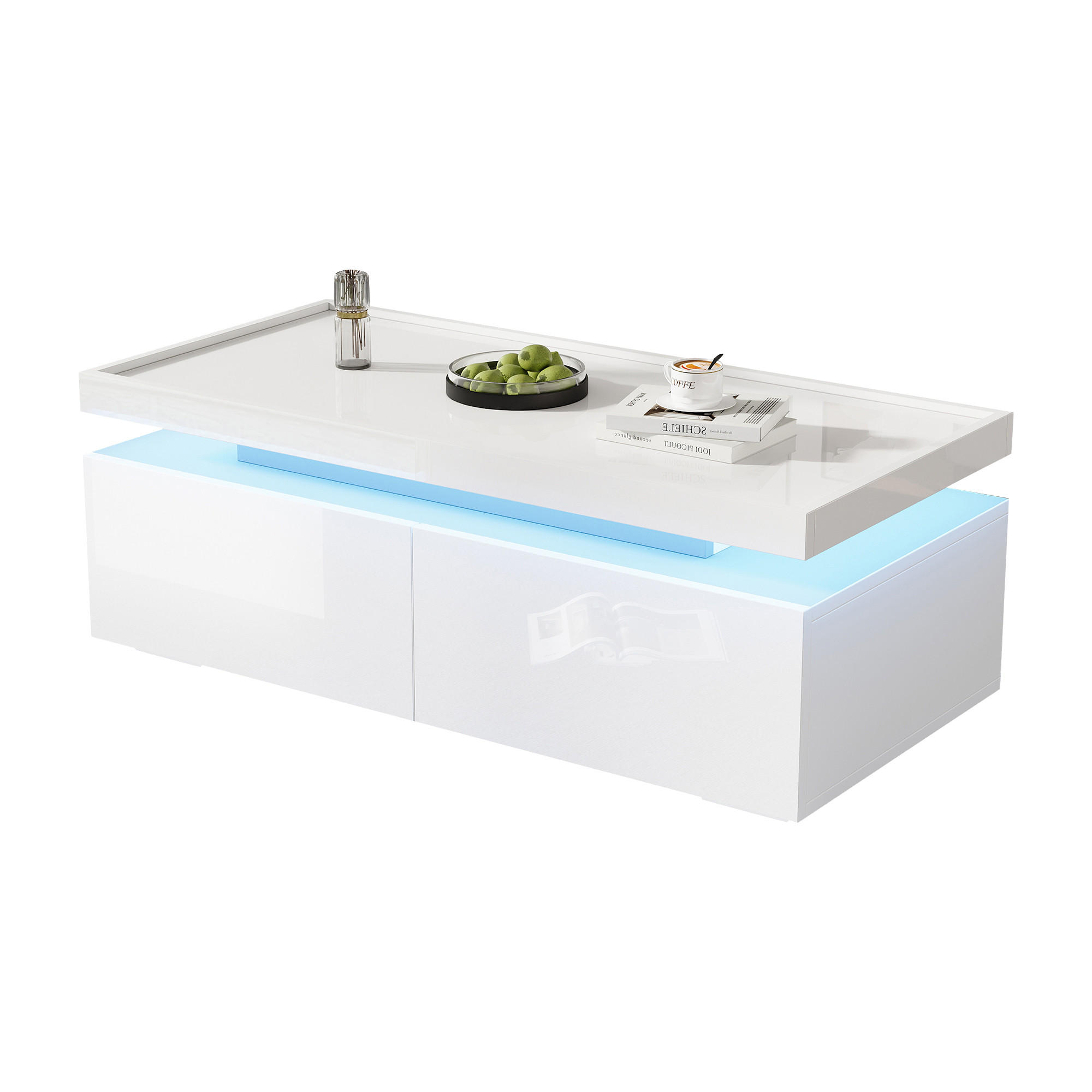 STILVORA KONFERENČNÍ STŮL v bílé barvě s LED osvětlením a zásuvkami, 95×45×35 cm