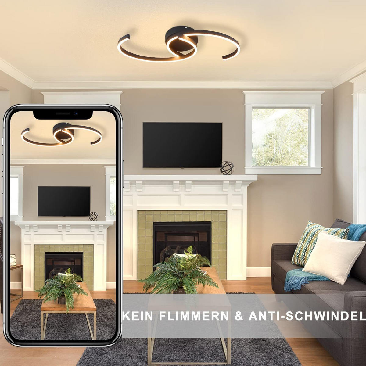 LED-DECKENLEUCHTE Oliver 60/16/9 cm - Schwarz, Metall (60/16/8cm) - ZMH
