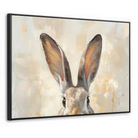 LEINWAND Bilder mit Rahmen - Hase - Ohren - Braun - 100x70 - Beige, Textil (100/70cm) - MuchoWow