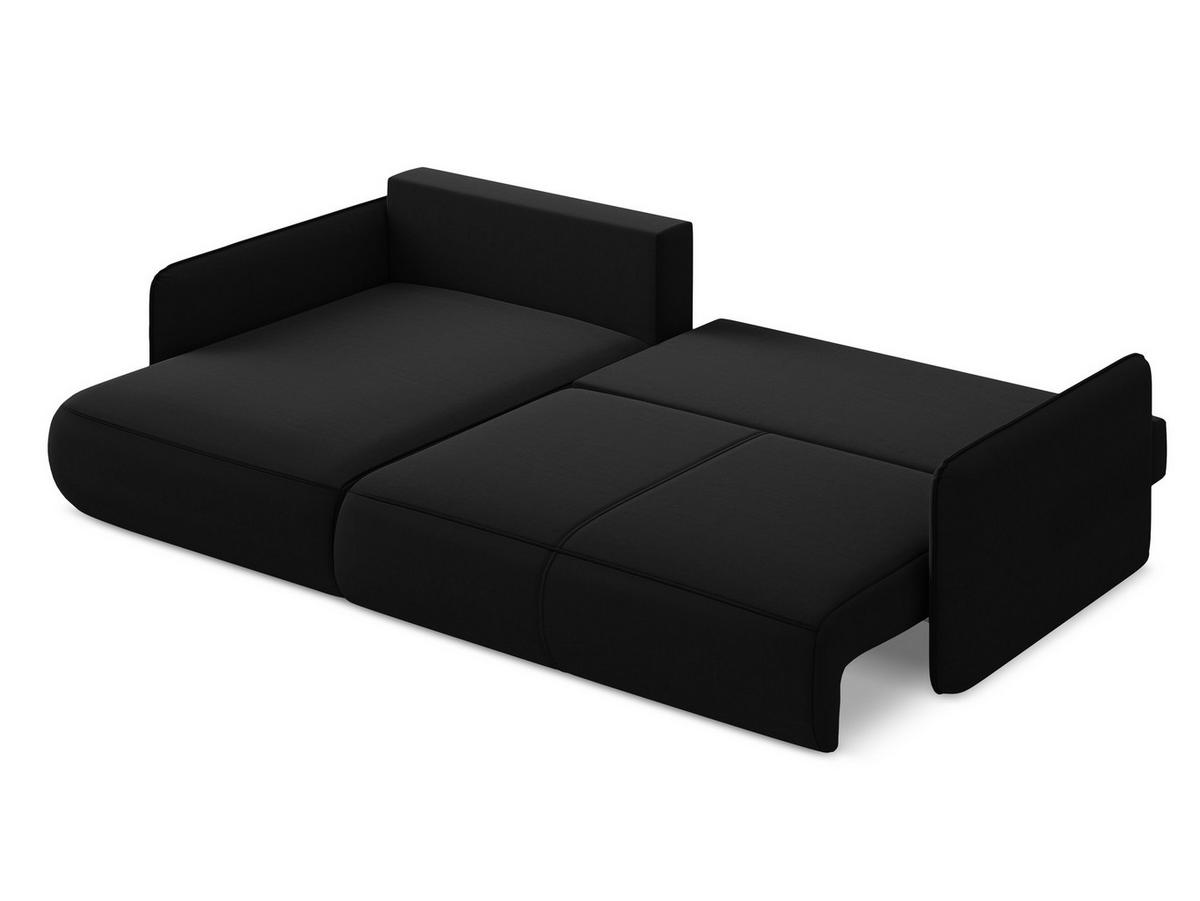 ECKSOFA mit Schlaffunktion Samt Stoff Schwarz - Schwarz, Kunststoff/Textil (148/240cm) - Makamii