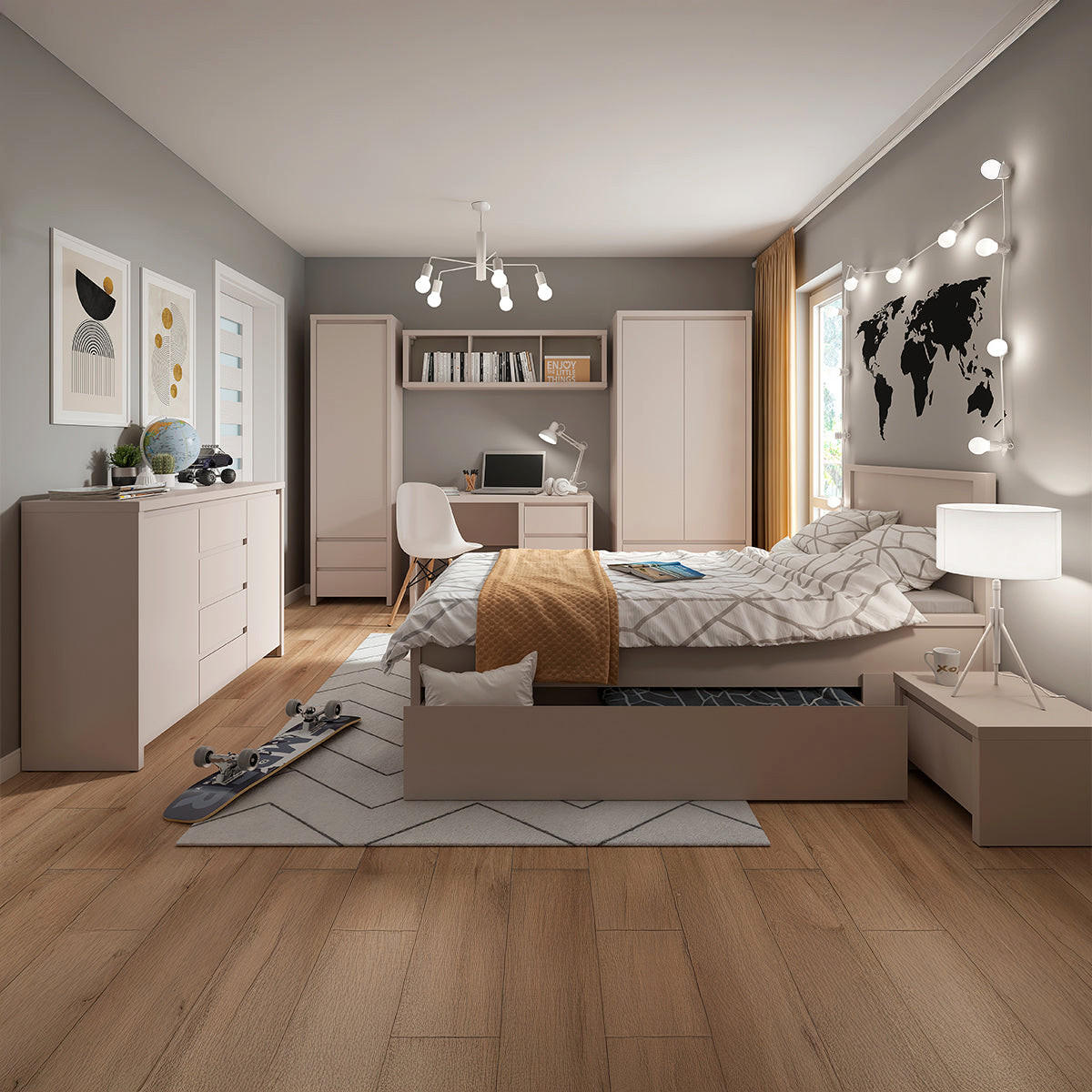 SCHRANK 2 Türen Soren Kaschmir - Beige, Holzwerkstoff (90/200.5/55.5cm) - Petits-meubles