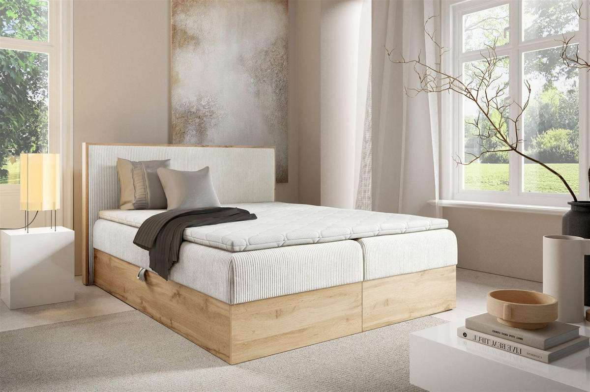 BOXBETT Roland Premium - Creme, Holzwerkstoff/Textil (120/200cm) - Fun Möbel