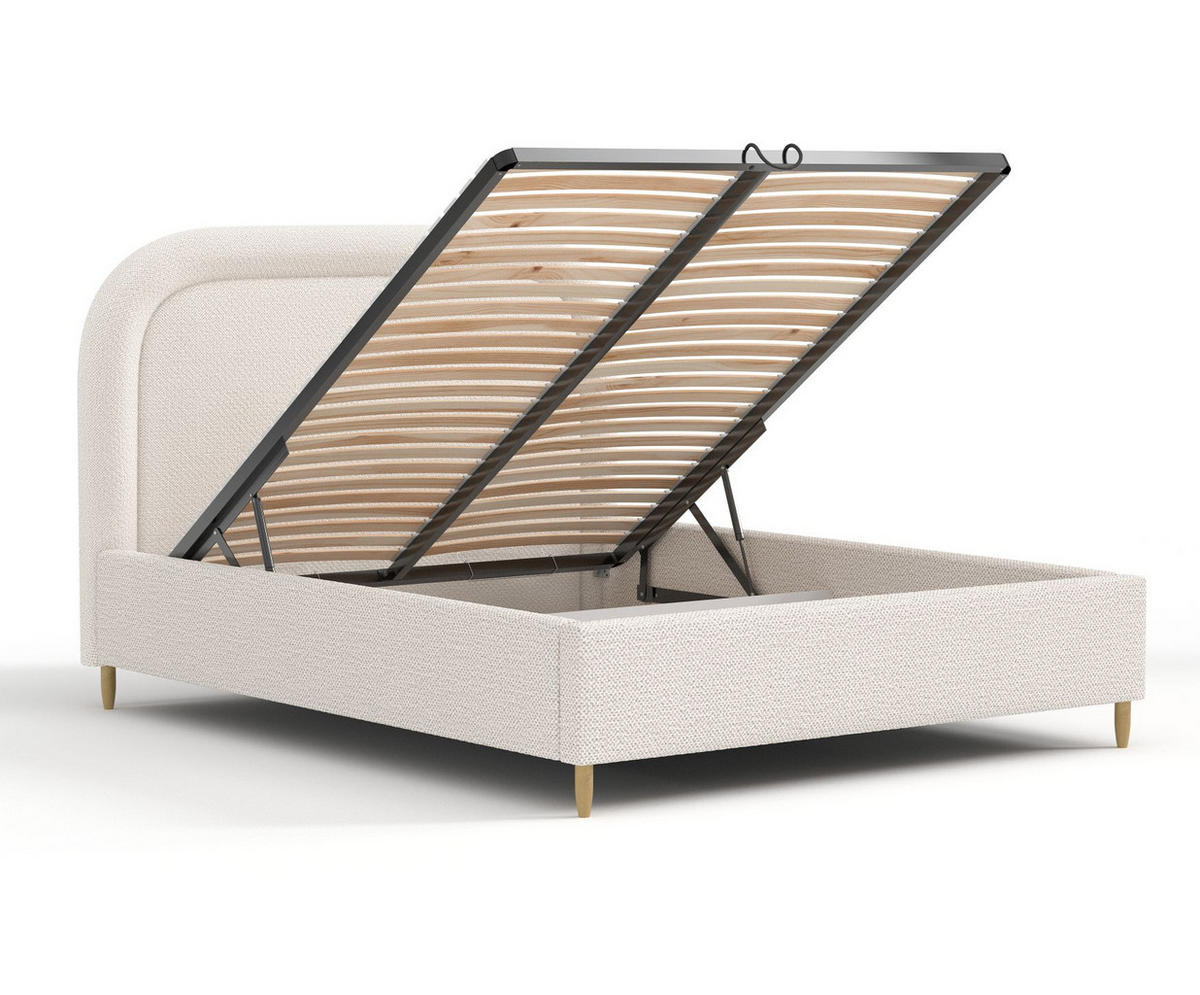 POLSTERBETT Mija Creme 140/200 cm im Chenille-Stoff - Creme/Naturfarben, Holz/Holzwerkstoff (140/200cm) - Maison de Reve