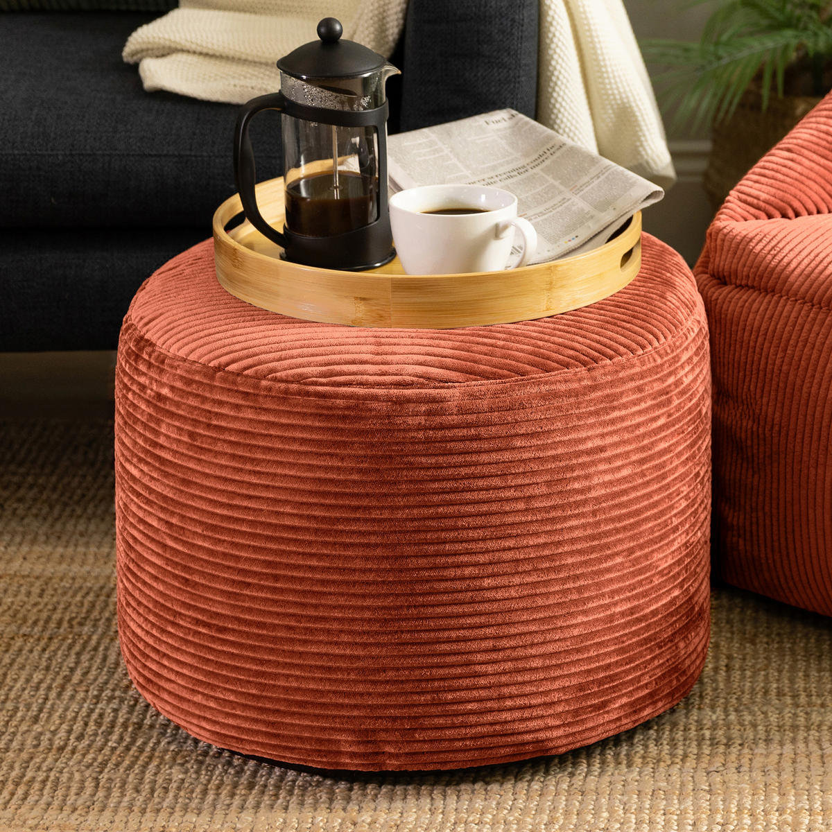 SITZPOUF Rund Milano - Terracotta, Textil (55/35/55cm) - icon