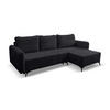 ECKSOFA Lucky in L-Form mit Schlaffunktion und Bettkasten, Farbe: Schwarz, Strukturstoff, Ottomane Links oder Rechts - Schwarz, Textil (275/160cm) - VENASI MÖBEL