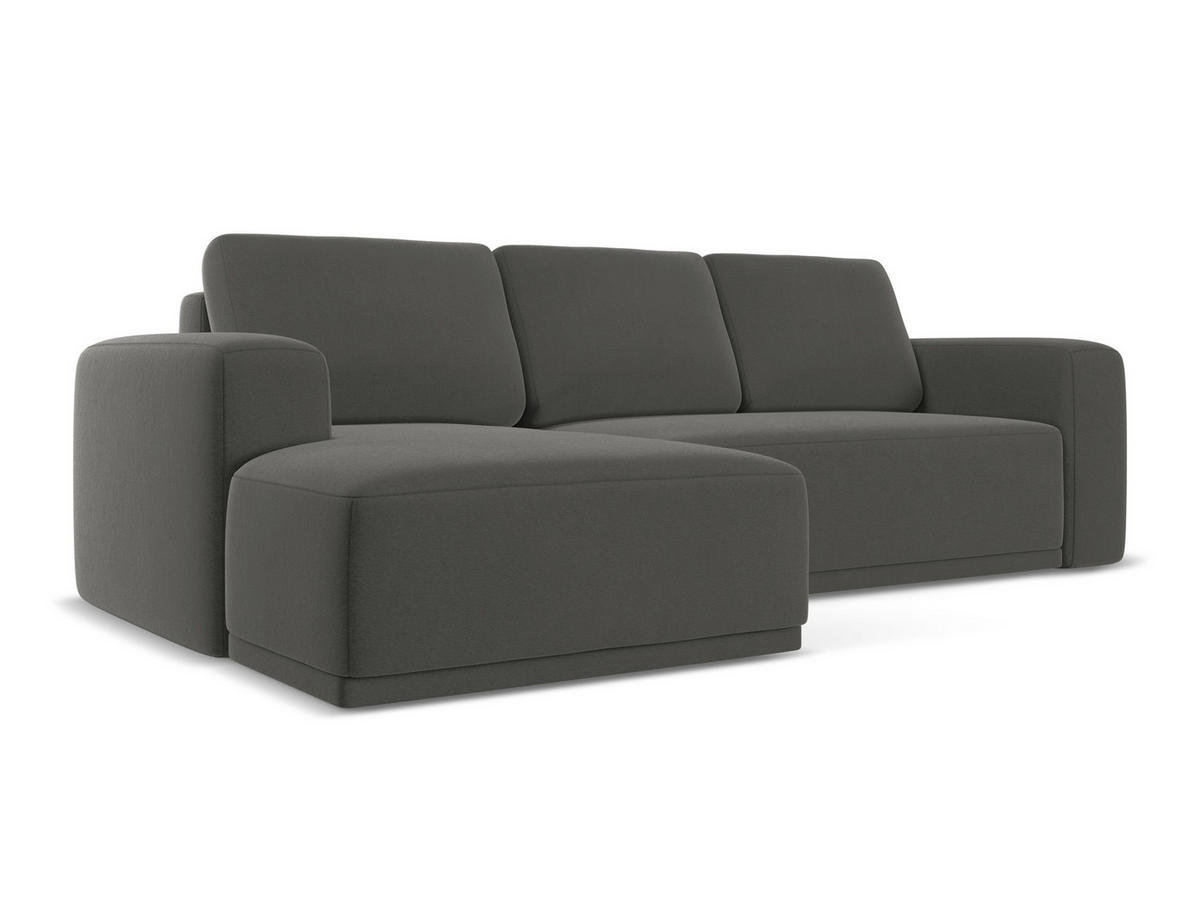 ECKSOFA mit Schlaffunktion Samt Stoff Grau - Dunkelgrau/Schwarz, Kunststoff/Textil (258/160cm) - Makamii