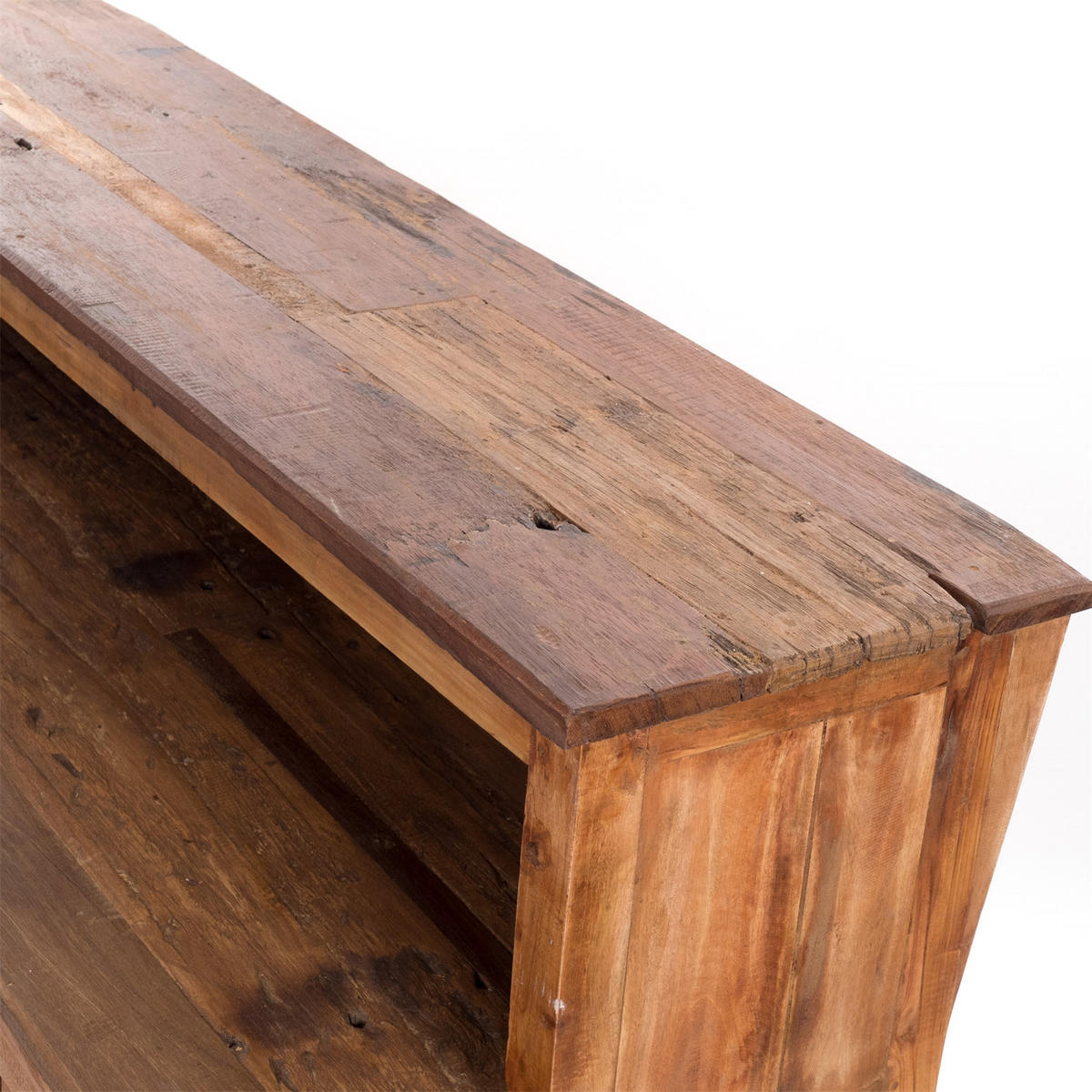 BARSCHRANK PUREWOOD Recyclingholz massiv, Vintage-Look 08 honigfarben gewachst - Honig, Holz (150/110/55cm) - DESIGN DELIGHTS