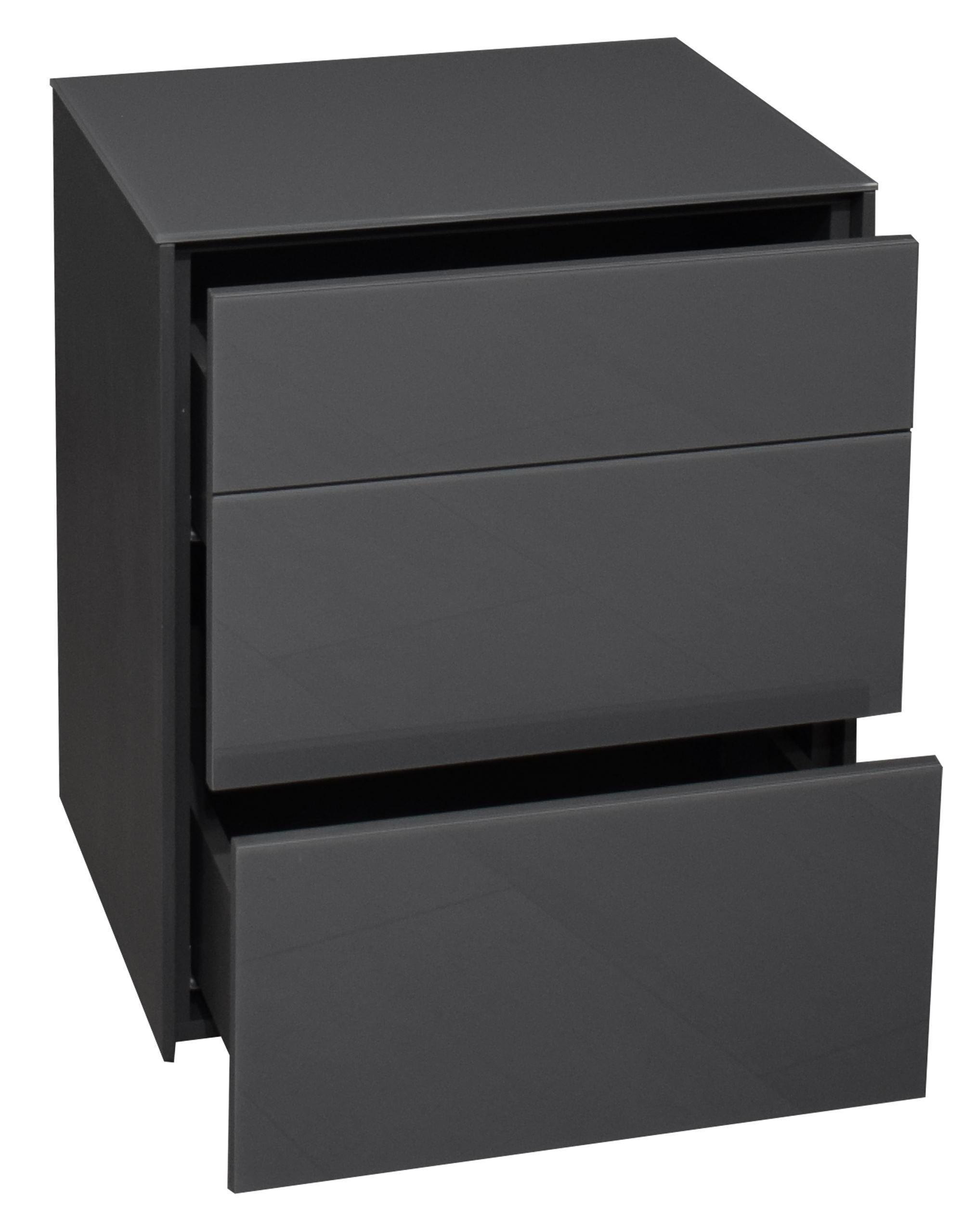 KOMMODE Elfi 52x42x63 Hochglanz Anthrazit/Glas Anthrazit - Anthrazit, Holzwerkstoff (52/63/42cm) - 58aufmkessel