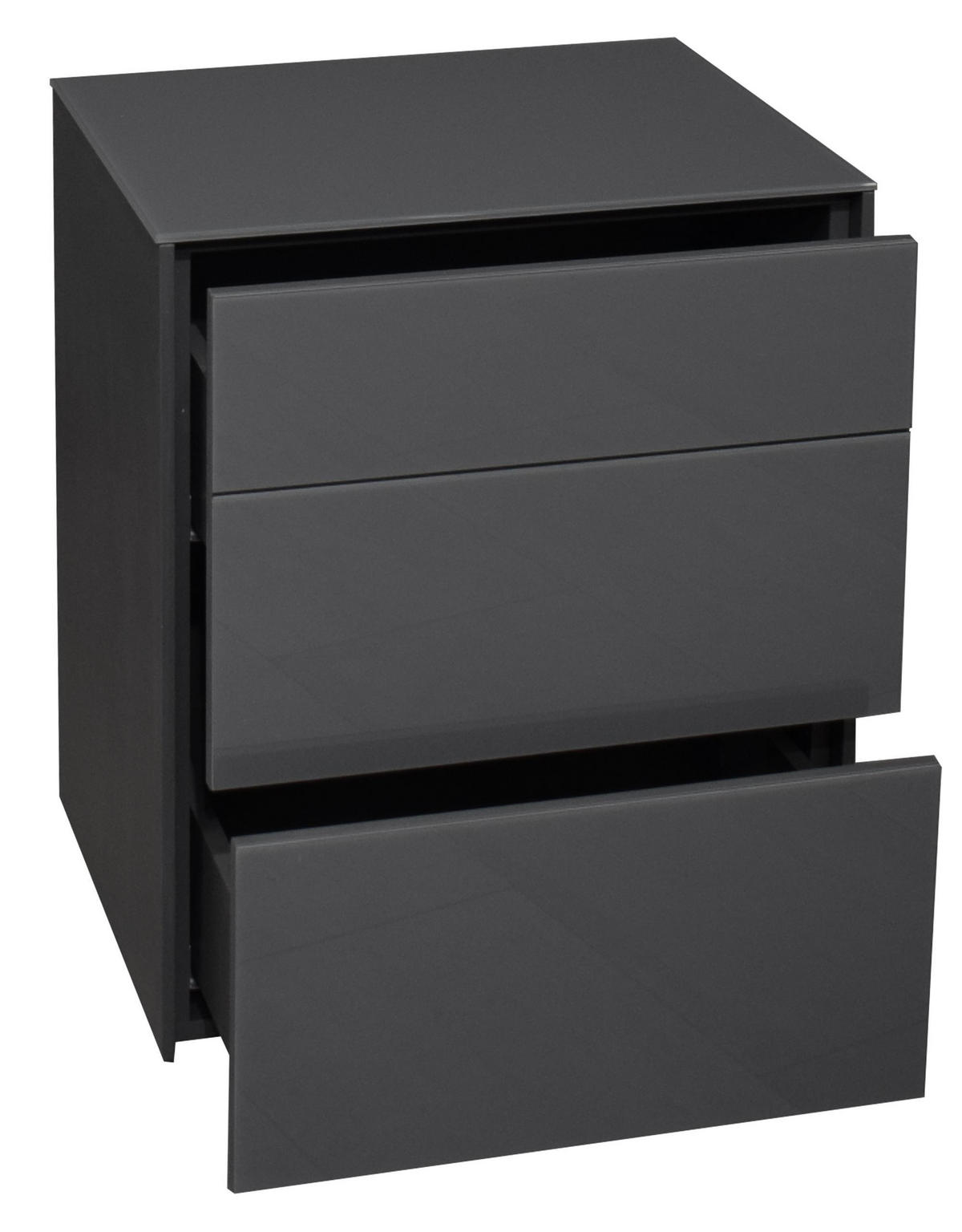 KOMMODE Elfi 52x42x63 Hochglanz Anthrazit/Glas Anthrazit - Anthrazit, Holzwerkstoff (52/63/42cm) - 58aufmkessel