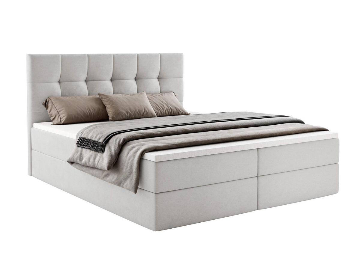 BOXBETT Auren mit Topper Hellgrau 180x200 - Hellgrau, Textil (180/200cm) - Luxkor24