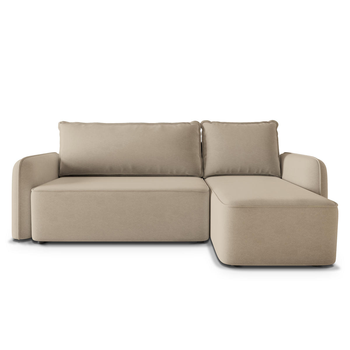 ECKSOFA DOLVER CL Beige Samtstoff mit Schlaffunktion - Beige, Holzwerkstoff/Textil (238/156cm) - MASSENO