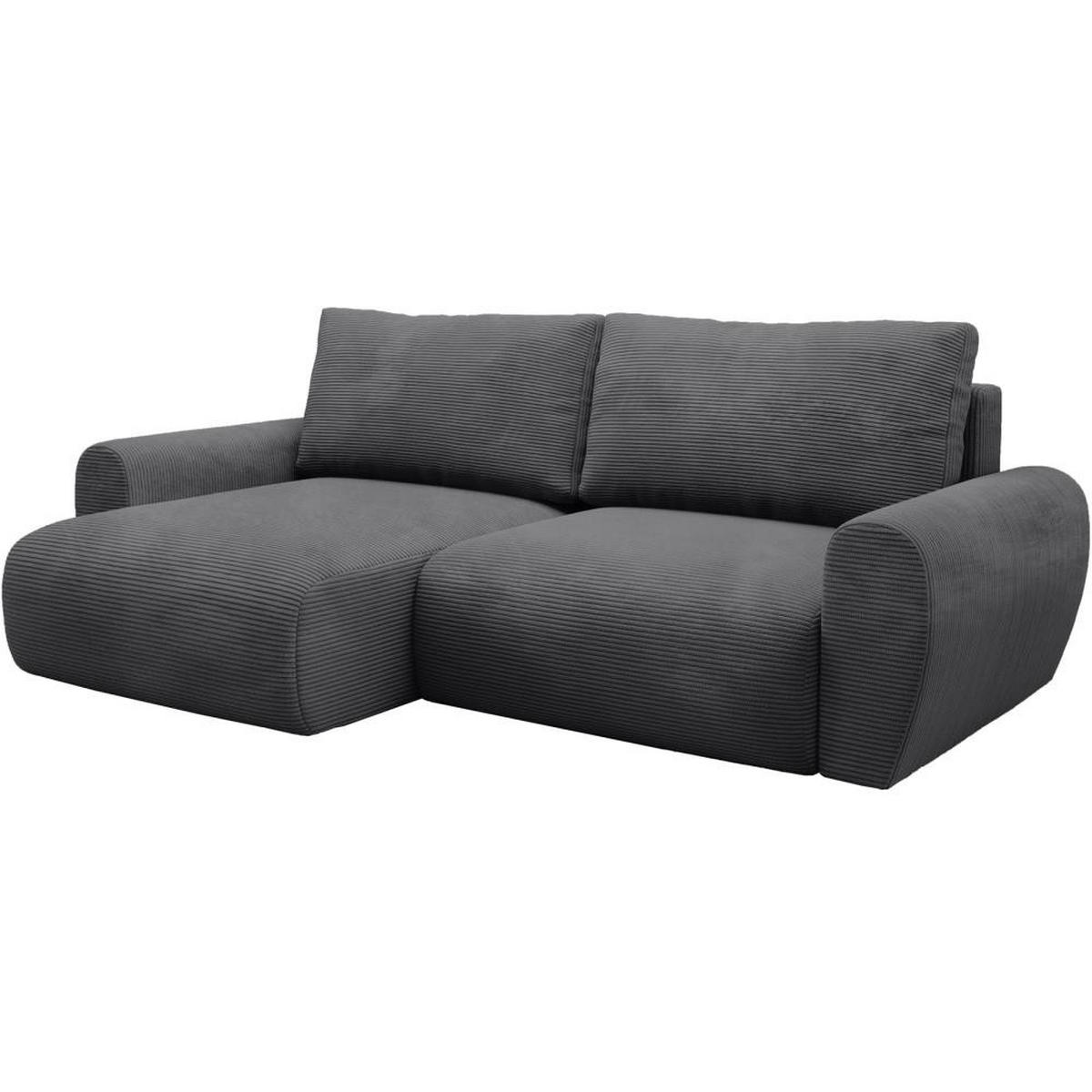 ECKSCHLAFSOFA Poss L dunkelgrau links - Dunkelgrau, Textil (253/153cm) - Beautysofa