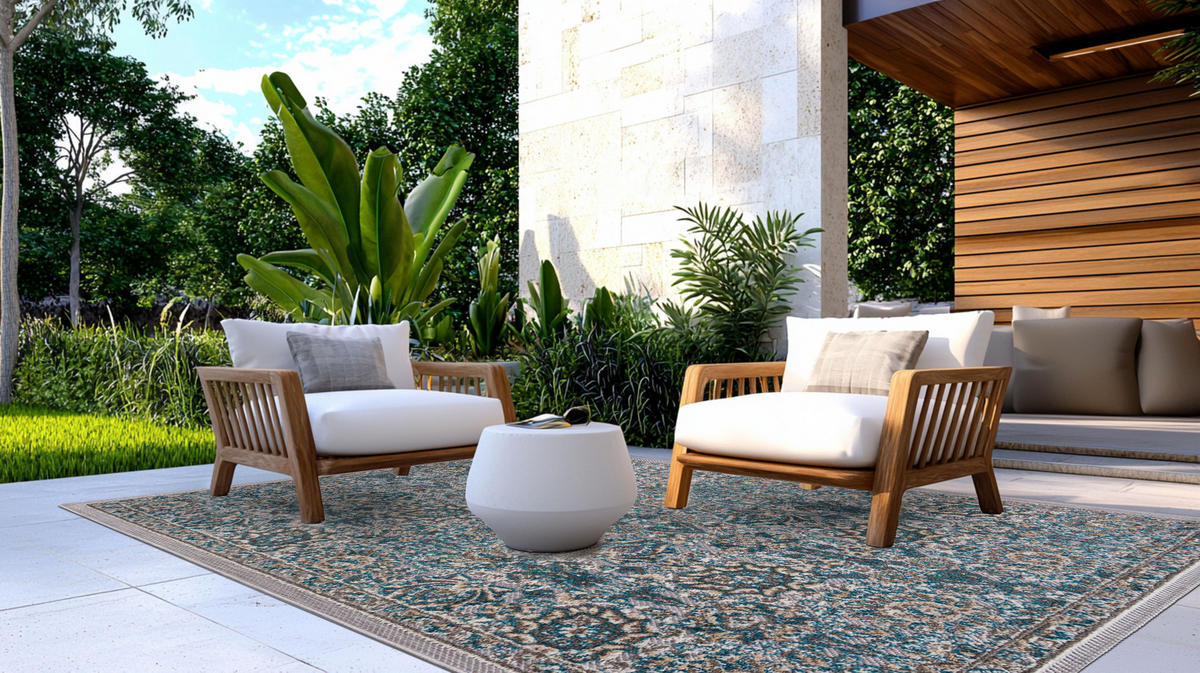 KOBEREC modrý béžový krémový - 250 x 350 cm - modrá/krémová, textil (250/350cm) - Mazovia