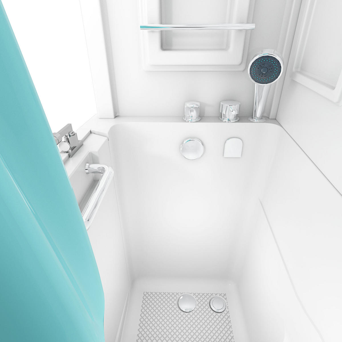 SENIORENDUSCHE S08D-A-R Weiß - Weiß, Glas/Kunststoff (68/110/205cm) - AcquaVapore by Sandra Jentho