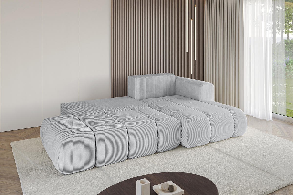 ECKSOFA Ottomane Rechts CLOUD-L 289x180x40 Grau Cord - Grau, Holzwerkstoff/Kunststoff (289/180cm) - ALTDECOR