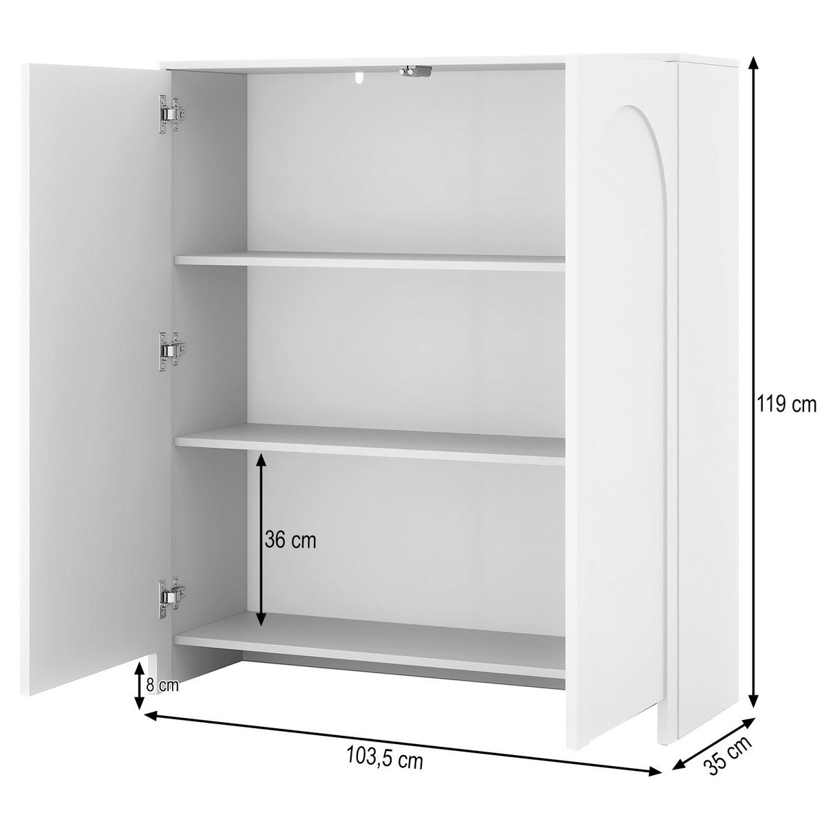 HIGHBOARD Amaro, Hochkommode mit 2 Türen, gefrästen Bogenfronten, Push-to-Open, Kaschmir - Kaschmir, Holzwerkstoff (103/119/35cm) - Beautysofa
