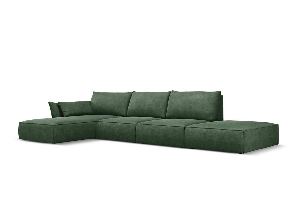 ECKSOFA links Kaelle aus Chenille-Stoff flaschengrün 5 Sitzplätze - Dunkelgrün, Textil (171/364cm) - Micadoni