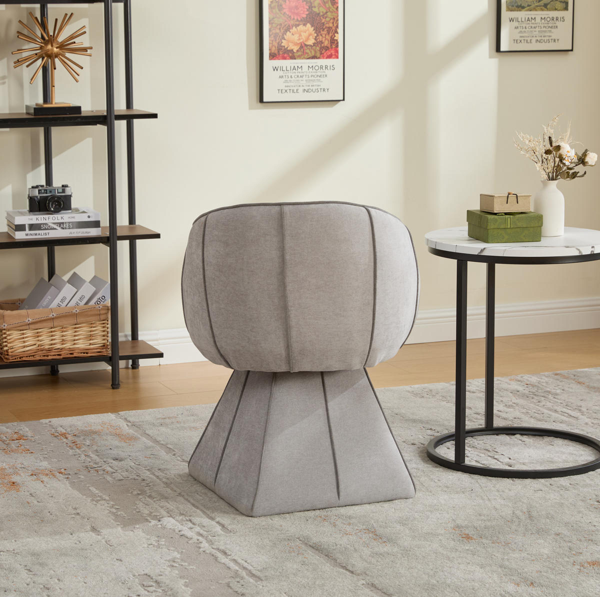 SESSEL 56/54/74,5 cm grau aus Chenille mit 360°-Drehfunktion - Grau, Textil (54/74.5/56cm) - OKWISH