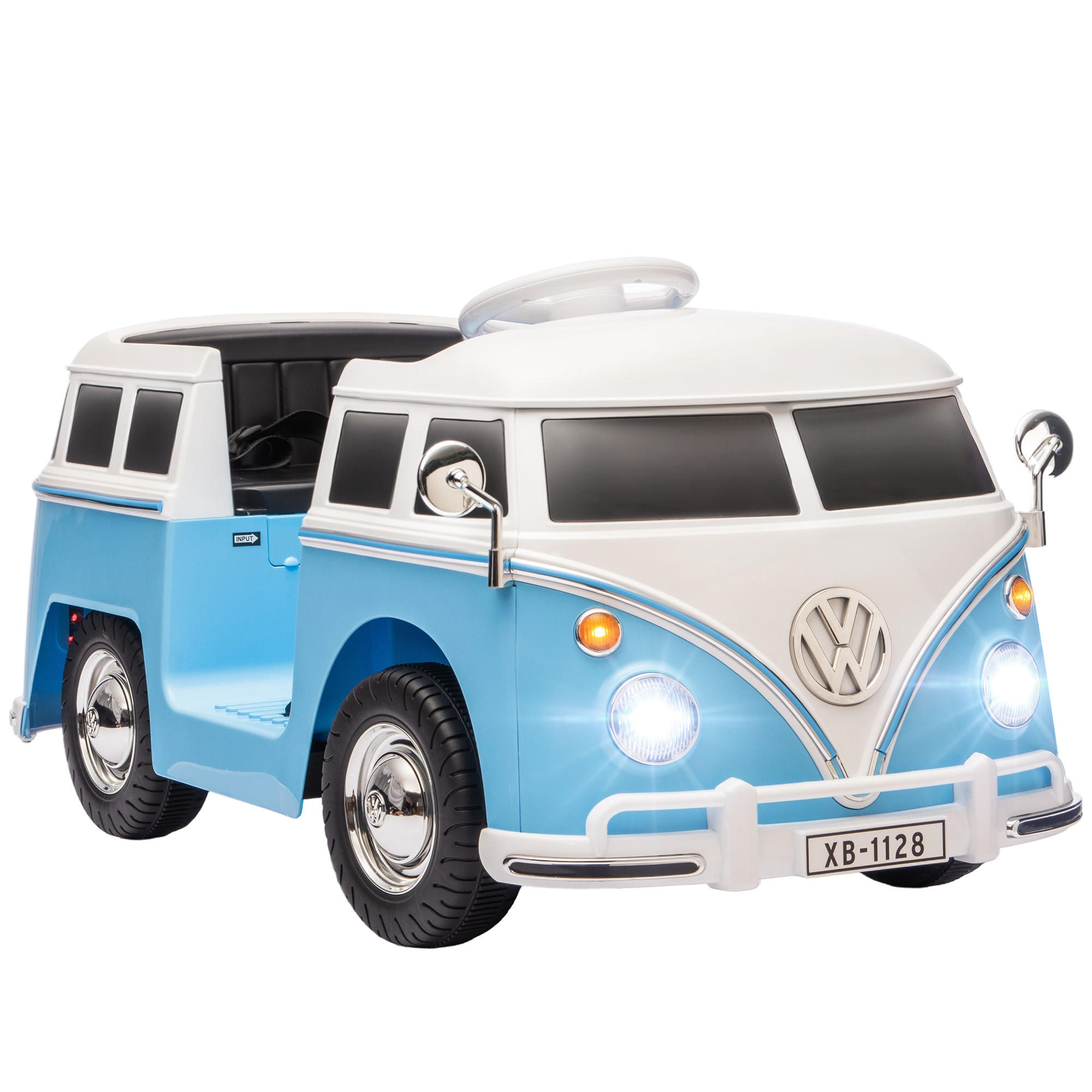 ELEKTROAUTO DE-06197 Volkswagen T1 lizenziert mit MP3 und Doppelmotor Blau - Blau, Kunststoff/Metall (89/49/41.5cm) - ComfortXL